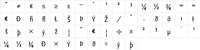 ScalaSans Cond Exp Regular  glyph index