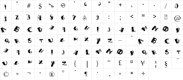I'M NOT EMO Regular  glyph index