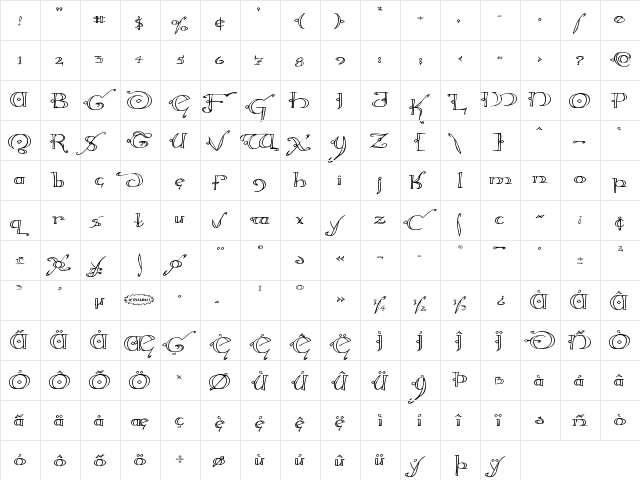 Holly Jingle Expanded Expanded  glyph index