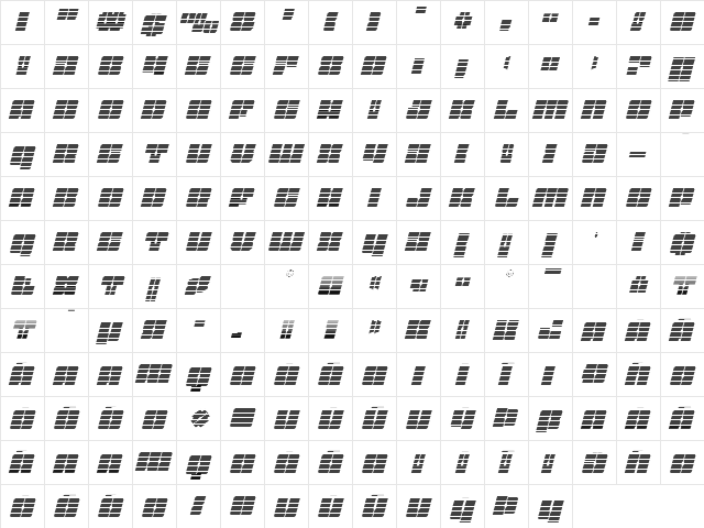 Star Nursery Gradient Italic Italic  glyph index
