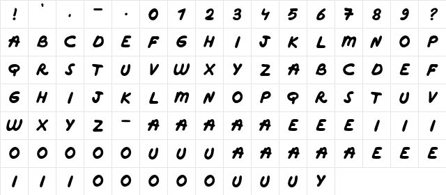 Marker Bold Regular  glyph index
