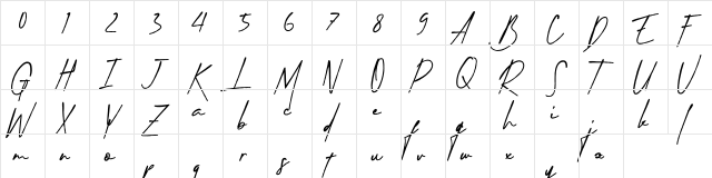 Timberluck Regular  glyph index