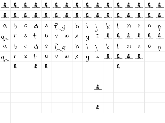 Monday Blues Regular  glyph index