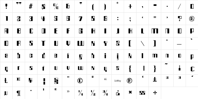 Compstyle Regular  glyph index