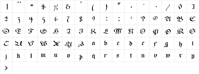 Faustus Wide Regular  glyph index
