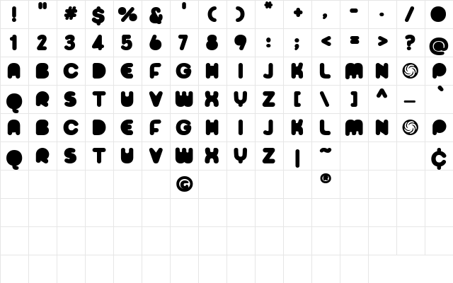 Sporedom Regular  glyph index