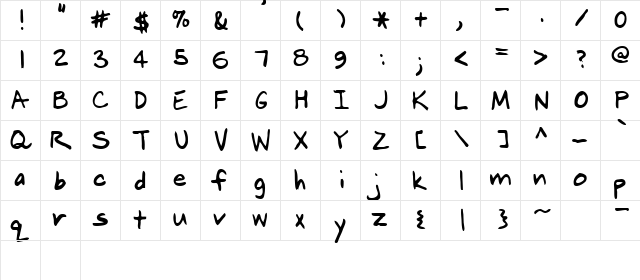 Mook Regular  glyph index