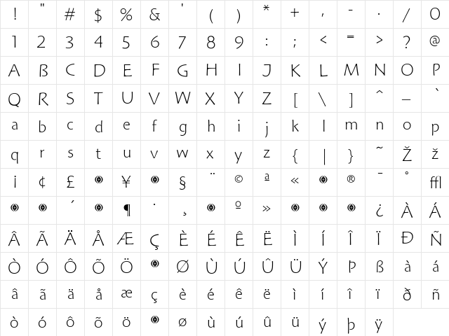 Hoffmann Regular  glyph index