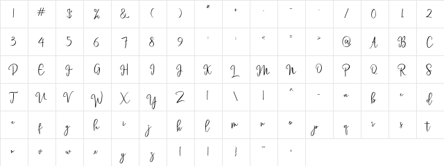 laneisha Regular  glyph index