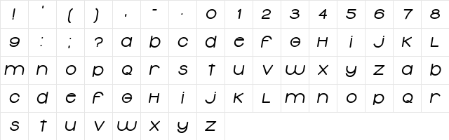 Typolino ExtraBold Italic  glyph index