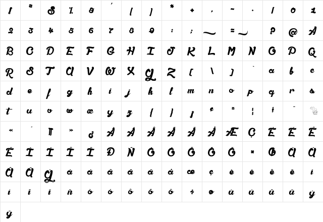 Amandes Sal饳 Regular  glyph index