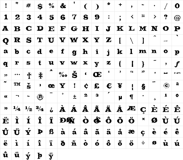 a_TrianglerBrk Regular  glyph index