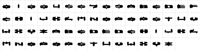 ARABIAN LAMP Regular  glyph index
