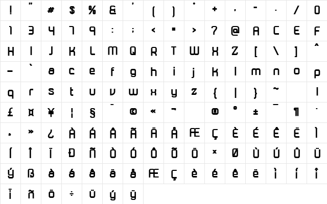 Soularic Regular  glyph index