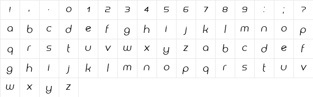 Biysk Italic  glyph index