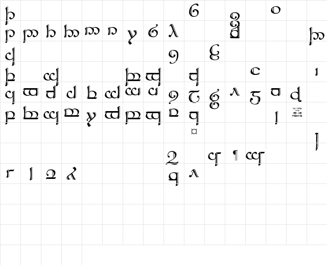 Tengwar Sindarin-2 Regular  glyph index