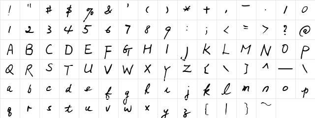 Mumsies Regular  glyph index