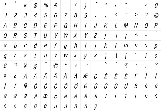Icolnova Medium  glyph index