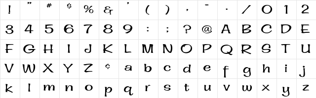 A&S Bone Casual Regular  glyph index