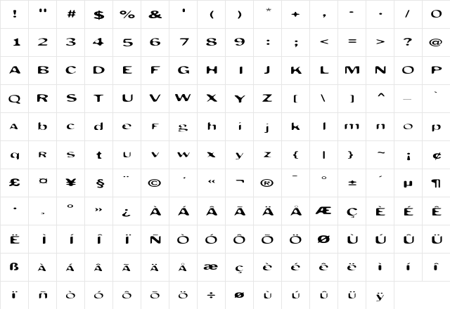 MonkeyCaughtStealing Regular  glyph index