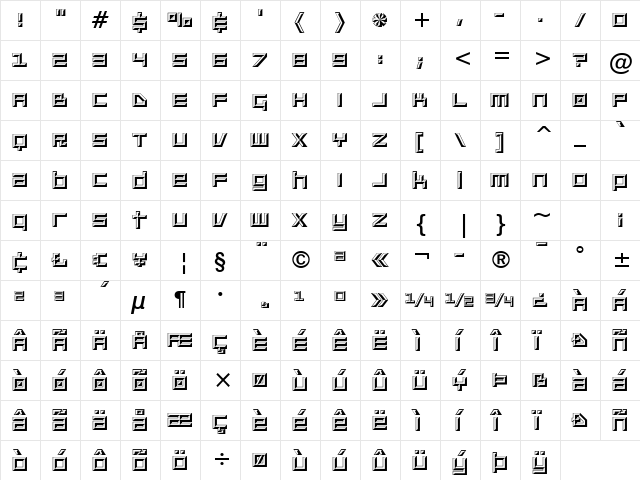 Platinum Beat BTN Chiseled Regular  glyph index