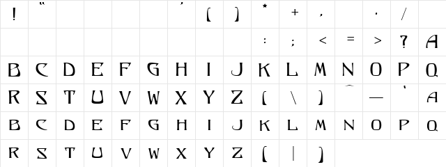 Lysander!" Regular  glyph index