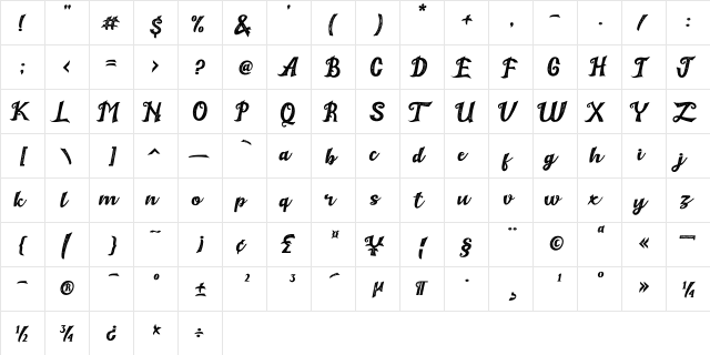 The Immortal 1 Regular  glyph index