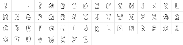 Space Game Regular  glyph index