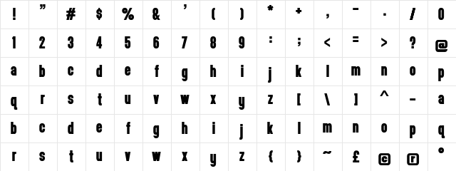 headthinker Regular  glyph index