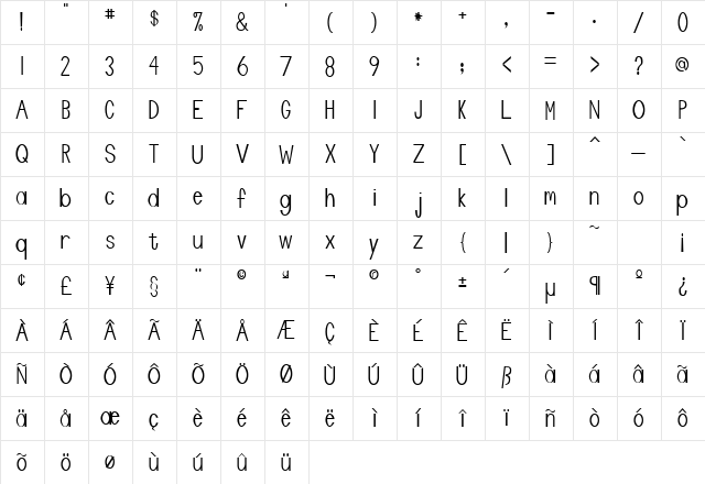Manta Regular  glyph index