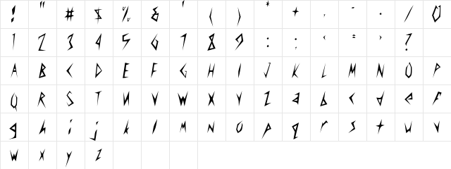 AmplifierCondensed Regular  glyph index