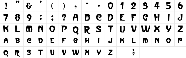 FrenchBean Regular  glyph index