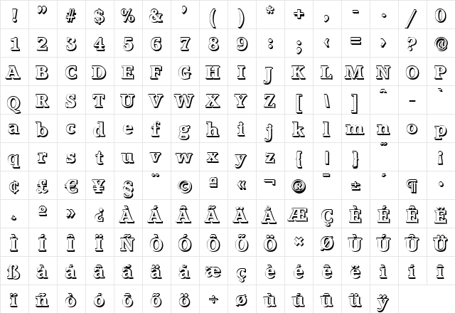MichaelBeckerShadow-ExtraBold Normal  glyph index