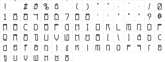 Planet Dust Regular  glyph index