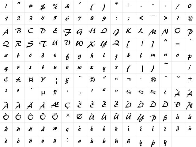 Palette Regular  glyph index