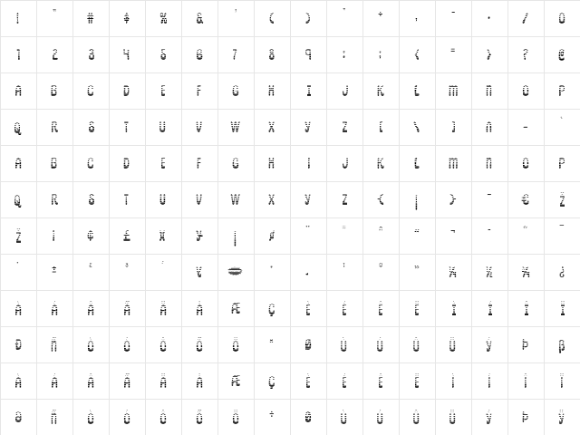 Pepperland Gradient Regular  glyph index