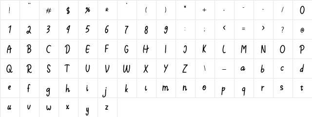 Stay Hungry Regular  glyph index