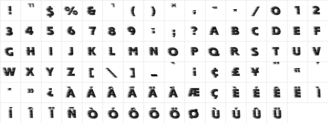 ipstreamSpeedy Vertical  glyph index