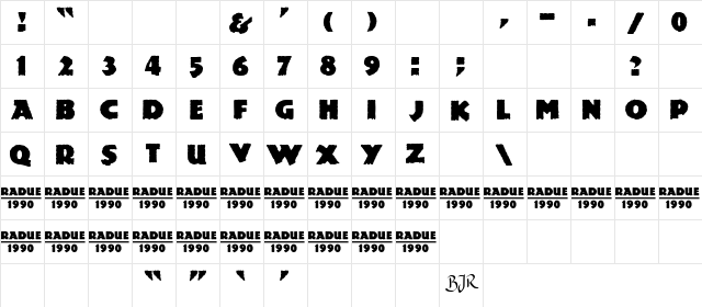 Mesozoic Gothic Medium Medium  glyph index