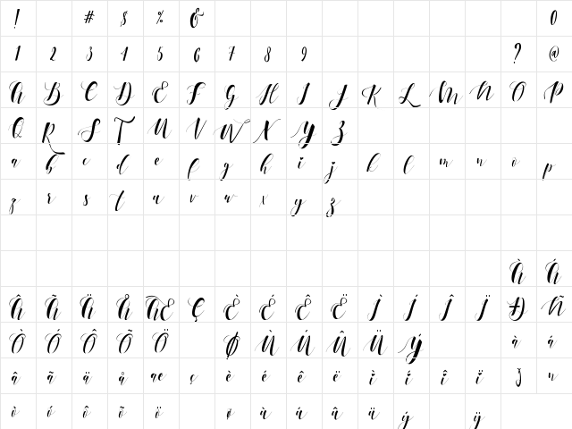 Ectomorph Regular  glyph index