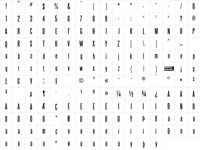 Steelfish Regular  glyph index
