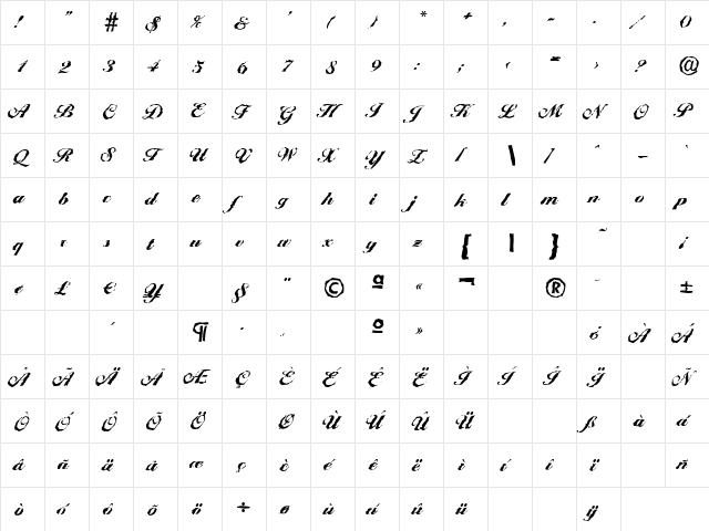 BallantinesRandom-Heavy Regular  glyph index