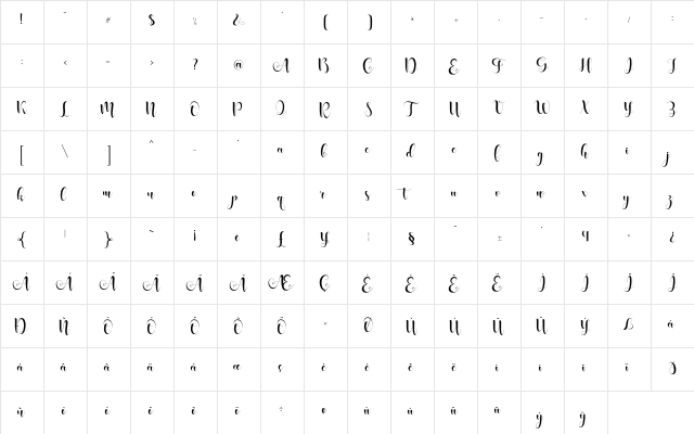 Shanhie Free Regular  glyph index