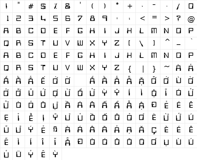 VPS Dong Hoi Hoa Regular  glyph index