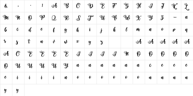 Haniberryku Regular  glyph index
