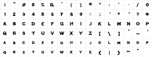 Jigsaw Trouserdrop Regular  glyph index