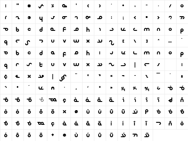 Masterdom Bold Bold  glyph index