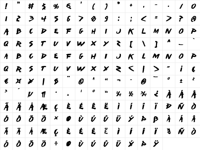 I Want My TTR! Bold Bold  glyph index