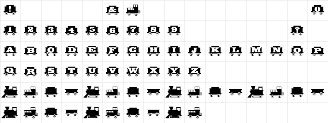 Ooty Express Regular  glyph index