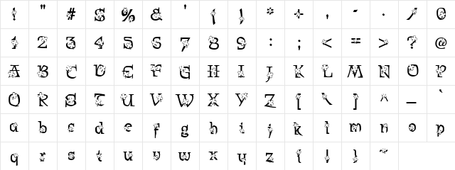 PC Shamrock Dark Regular  glyph index